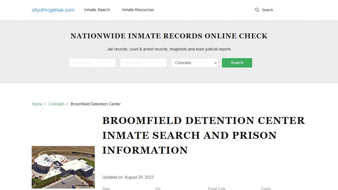 Broomfield Detention Center Inmate Search, Visitation, Phone no ...